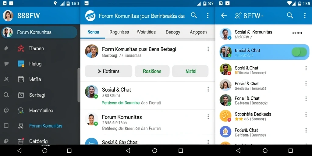 Antarmuka aplikasi Forum Komunitas 888FW yang ramah pengguna.