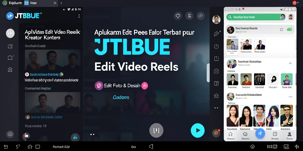 Tampilan antarmuka pengguna JTBLUE untuk pengeditan video Reels.