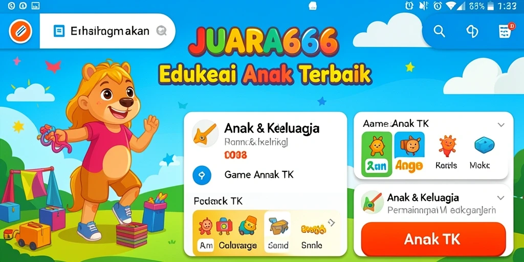 Tampilan antarmuka JUARA666 yang ceria dan edukatif.