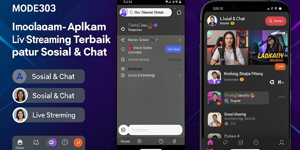 Tampilan antarmuka aplikasi MODE303 saat melakukan Live Streaming.