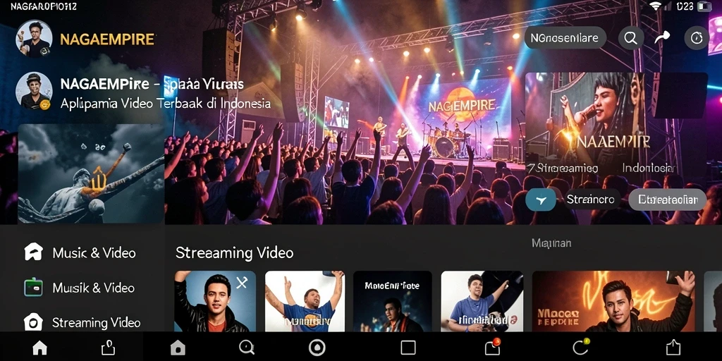 Tampilan antarmuka aplikasi NAGAEMPIRE yang menarik dan mudah digunakan untuk Streaming Video.