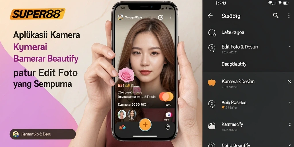 Screenshot SUPER88 menampilkan antarmuka pengeditan foto yang intuitif dan menarik.